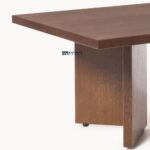 Solid Wood Oval Coffee Table Dark brown lacquered oak wood - Image 5