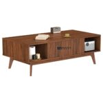 Modern Solid Wood Coffee Table with Storage in White Finish - Image 4