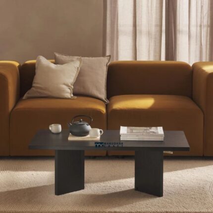 Solid Wood Oval Coffee Table Oak painted black