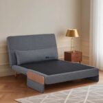 Modern Relax Fabric Sofa Bed with Wooden Accent – Grey