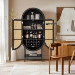 Wine Cabinet with Rattan Door and Storage for Living Room and Dining Area - Image 2