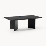 Solid Wood Oval Coffee Table Oak painted black - Image 2