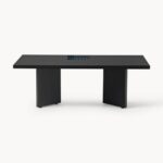 Solid Wood Oval Coffee Table Oak painted black - Image 3