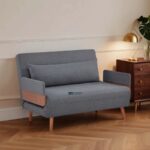 Modern Relax Fabric Sofa Bed with Wooden Accent – Grey - Image 3