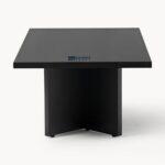 Solid Wood Oval Coffee Table Oak painted black - Image 4