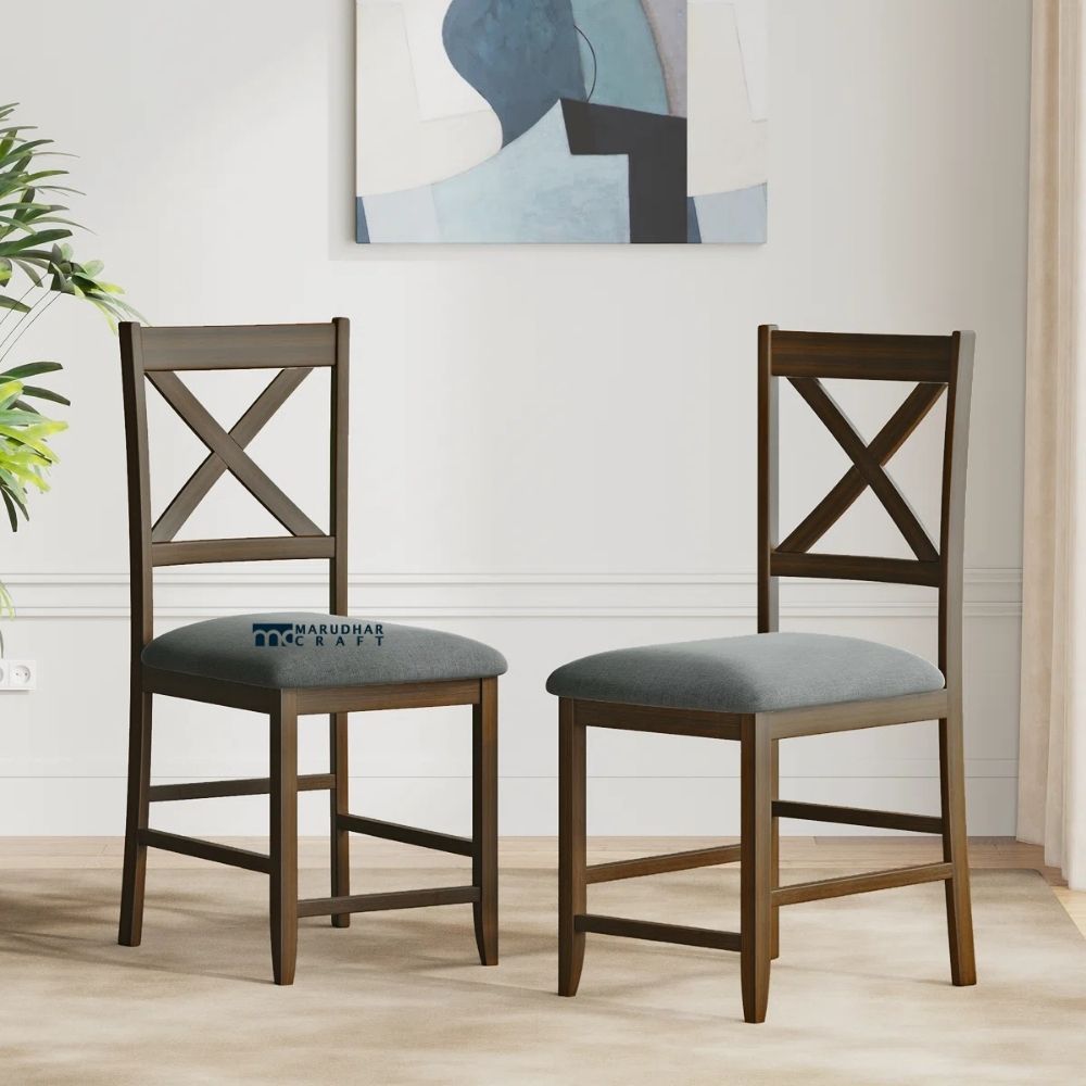 14 Modern Minimalist Solid Sheesham Wood Bar Stool with Comfortable Cushion Seat - Image 1