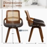 Modern Leather Swivel Dining Chairs with 360 Degree Rotation and Cushioned Comfort – Set of Two - Image 4