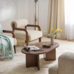 Solid Wood Oval Coffee Table lacquered oak wood