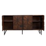 Solid Wood Designer Sideboard Cabinet with Geometric Carved Front – Dark Walnut Finish - Image 3