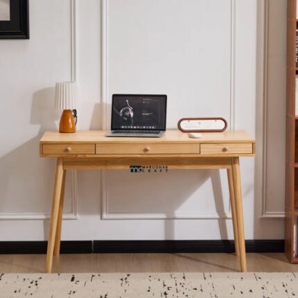 Solid Wood Study Table with 3 Drawers