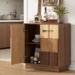 Colour Design Solid Wood Accent Bar Cabinet with Stylish Storage - Image 4
