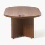 Solid Wood Oval Coffee Table lacquered oak wood - Image 5