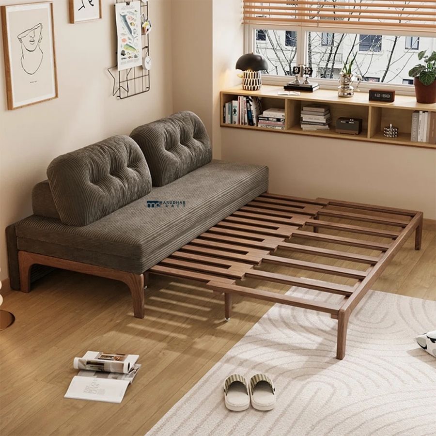 143 SmartFold Wooden Sofa Cum Bed with Slatted Extension - Image 1