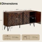 Solid Wood Designer Sideboard Cabinet with Geometric Carved Front – Dark Walnut Finish - Image 6