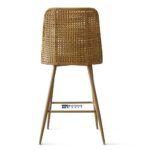 Upholstered Bouclé Rattan Full Back Bar Stool Set of Two - Image 4