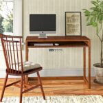 Wood Study Table with Keyboard Shelf