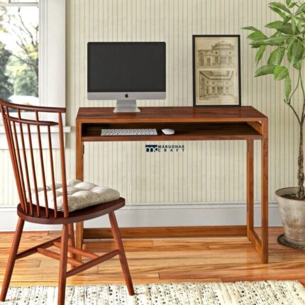 Wood Study Table with Keyboard Shelf
