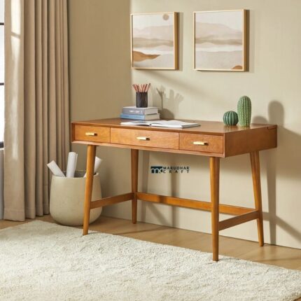 Solid Wood Study Table with 3 Drawers – Modern Home & Office Writing Desk