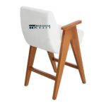 Premium Fabric Armrest Bar Stools with Solid Wood Legs - Image 4