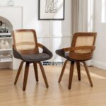 Modern Leather Swivel Dining Chairs with 360 Degree Rotation and Cushioned Comfort – Set of Two - Image 5