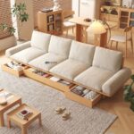 Scandi Smart Wooden Sofa with Built-In Storage Drawers