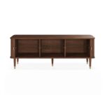 Walnut TV Stand with Cabinet Doors for Large TVs in Mid Century Modern Style - Image 7