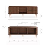 Walnut TV Stand with Cabinet Doors for Large TVs in Mid Century Modern Style - Image 2