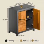 Solid Wood Accent Storage Cabinet with Fluted Panels – Black & Natural Finish - Image 3