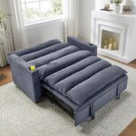 Luxury Recline Fabric Sofa Cum Bed with Cup Holders – Steel Blue - Image 3