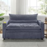 Luxury Recline Fabric Sofa Cum Bed with Cup Holders – Steel Blue - Image 4