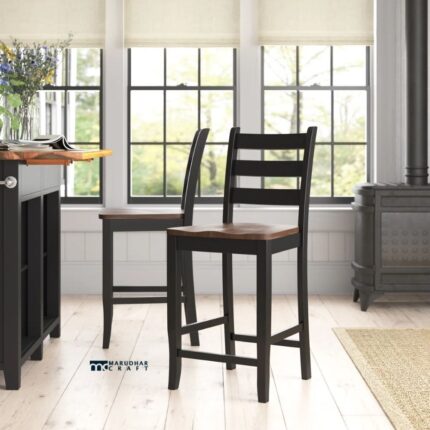 Solid Wood Bar Stool Set of Two for Indian Home Bars and Kitchen Counters