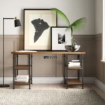 Wood & Metal Study Table with Storage Shelves