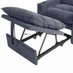 Luxury Recline Fabric Sofa Cum Bed with Cup Holders – Steel Blue - Image 5