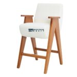 Premium Fabric Armrest Bar Stools with Solid Wood Legs - Image 5