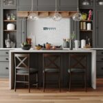 Modern Minimalist Solid Sheesham Wood Bar Stool with Comfortable Cushion Seat - Image 2