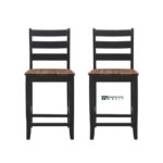 Solid Wood Bar Stool Set of Two for Indian Home Bars and Kitchen Counters - Image 3