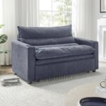 Luxury Recline Fabric Sofa Cum Bed with Cup Holders – Steel Blue - Image 2