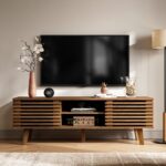 Wooden TV Stand with Sturdy Construction and Elegant Everyday Design