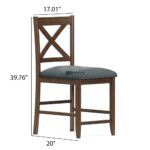 Modern Minimalist Solid Sheesham Wood Bar Stool with Comfortable Cushion Seat - Image 3