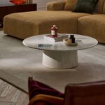 Large Round Coffee Table with Premium Cream White Finish