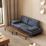 Urban Comfort Convertible Wooden Daybed Sofa – Grey Fabric - Image 5