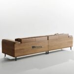 Mid Century Modern Four-Seater Leather Sofa with Wide Armrests - Image 3