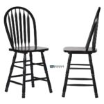 Solid Wood 24 Inch Bar Stool Set of Two for Indian Kitchen Counters - Image 2