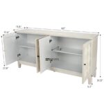 Solid Wood Designer Sideboard with Geometric Carved Doors – White Washed Finish - Image 4