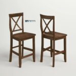 Solid Wood Bar Stool Set of Two for Indian Home Bars and Kitchen Counters - Image 2