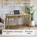 Solid Wood Study Table with Single Drawer – Minimal Home & Office Desk - Image 2
