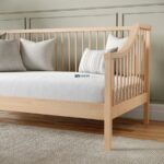 Scandinavian Style Slatted Wooden Daybed with Natural Finish - Image 2