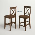 Solid Wood Bar Stool Set of Two for Indian Home Bars and Kitchen Counters - Image 3