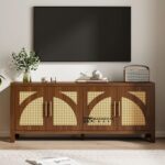 Media Console Entertainment Center with Cabinets and Shelves for Living Room Storage