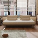 Low-Profile Wooden Platform Bed with Cushioned Backrests - Image 5